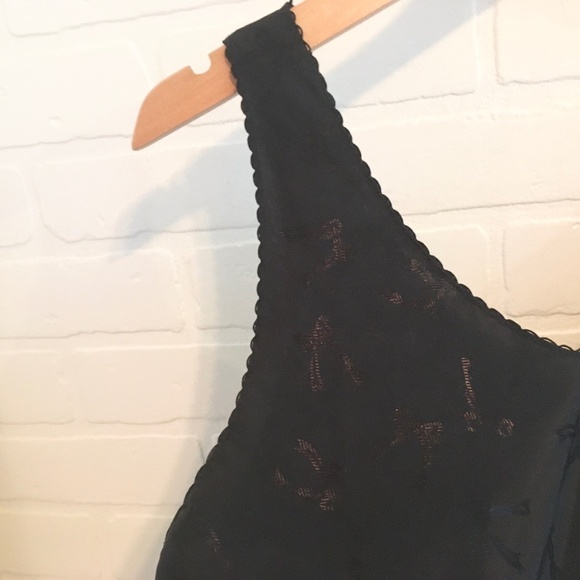 Vintage Cami Satin Black Bow print Iridescent Dark romantic S - Picture 2 of 11
